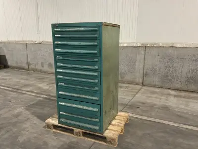 Lista Industriële metalen ladekast – kavel bij Dome Auctions, Depot Deinze