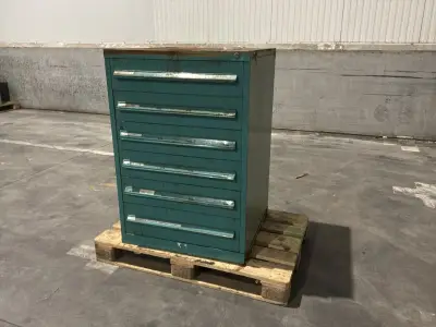 Lista Industriële metalen ladekast – kavel bij Dome Auctions, Depot Deinze