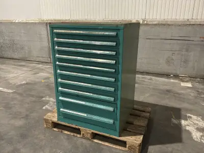 Lista Industriële metalen ladekast – kavel bij Dome Auctions, Depot Deinze