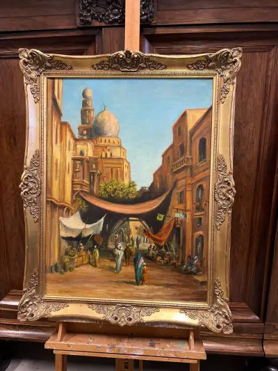 Oriëntaalse bazaar – gesigneerd C. Dingelen – kavel bij Het Harener Veilinghuys, Tynaarlo