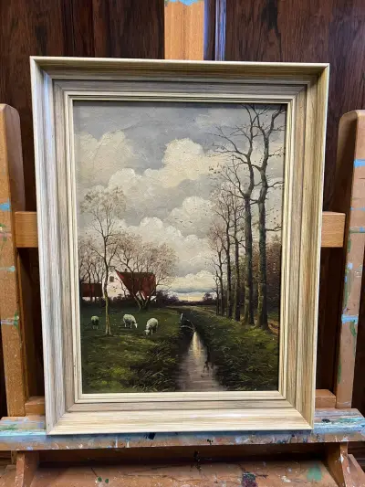 Landschap met schapen en boerderij – Willem Lubbertus Beekman (1895–1979) – kavel bij Het Harener Veilinghuys, Tynaarlo