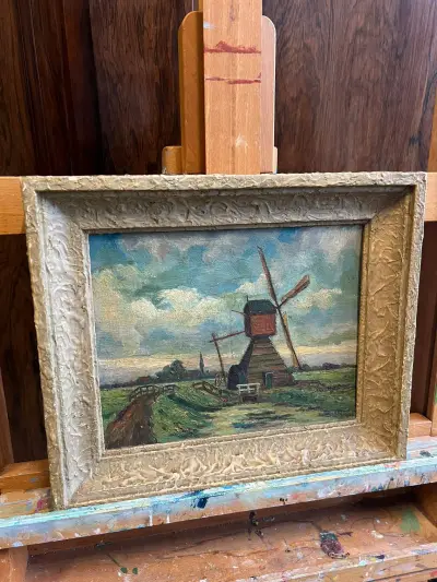 Polderlandschap met windmolen – Willem Lubbertus Beekman (1895–1979) – kavel bij Het Harener Veilinghuys, Tynaarlo