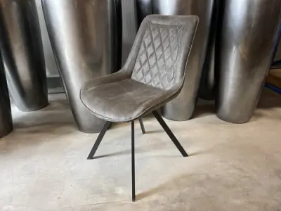 Eetkamerstoel Diamond (set van 4) microleder - antraciet – kavel bij XL Auctions