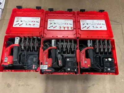 3x Accu-persmachine met persbekken en opladers in koffer Rothenberger – kavel bij Onlineveilingmeester, Hoogeveen