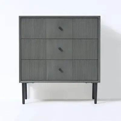 4x Ladekast met 3 laden – Bijzettafel – 61 x 33 x 66 cm – Hout - Donkergrijs VIDI, Gravur – kavel bij Onlineveilingmeester, Hoogeveen