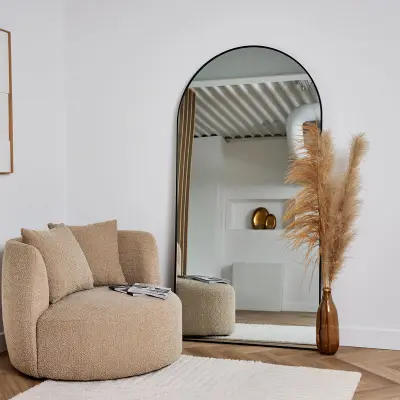 2x Design spiegel met boog zwart 200x100 cm – kavel bij Onlineveilingmeester, Hoogeveen
