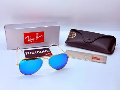 Rayban Zonnebril Aviator Large Metal matte gold blue polarized – kavel bij Onlineveilingmeester