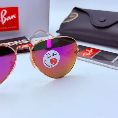 Rayban Zonnebril Aviator Large Metal matte gold violet polarized – kavel bij Onlineveilingmeester