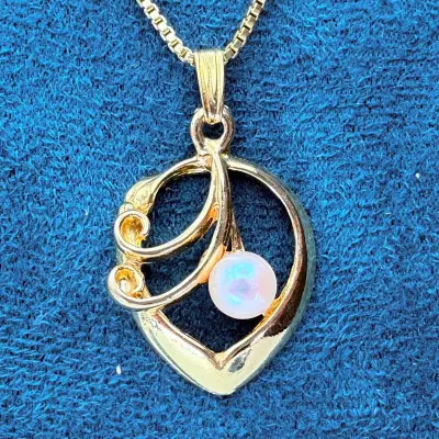 Goldplated collier met pendant en parel – kavel bij Onlineveilingmeester