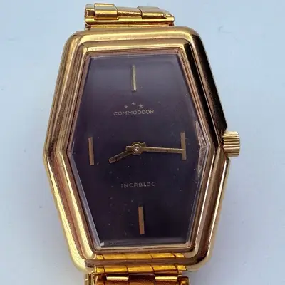 Vintage Commodoor mechanisch verguld horloge – kavel bij Onlineveilingmeester