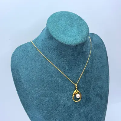 Goldplated collier met pendant en parel – kavel bij Onlineveilingmeester