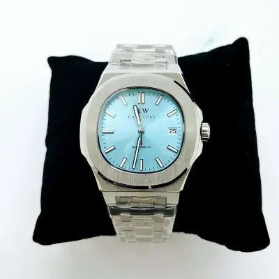 NH35 herenhorloge - Automatisch met Tiffany blauwe wijzerplaat – kavel bij Onlineveilingmeester