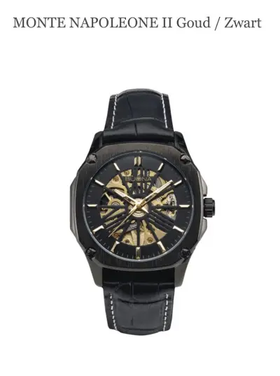Buona Monte Napoleone II goud/zwart automatisch herenhorloge – kavel bij Onlineveilingmeester