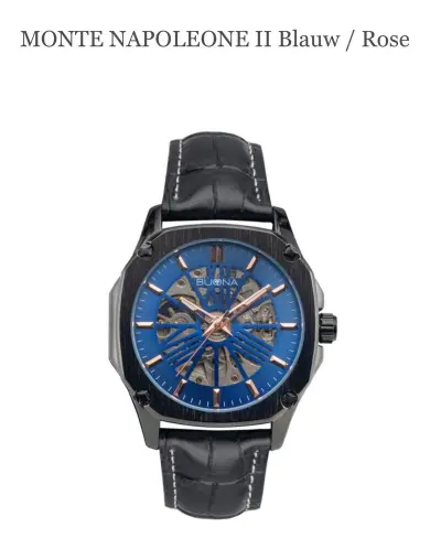 Buona Monte Napoleone II blauw/rose automatisch herenhorloge – kavel bij Onlineveilingmeester