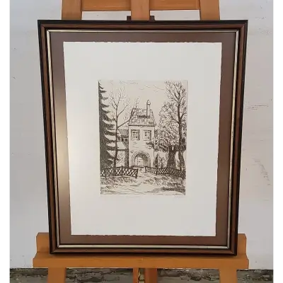 Radierung -Jagdschloss Grunewald- signiert Oskar, nummeriert 9 von 50 ca. 45cm x 55cm – kavel bij Luedtke Versteigerungen, Berlin