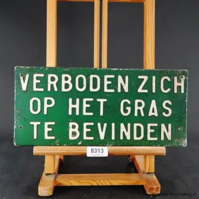 Handbeschilderd ijzeren schild – kavel bij ProVeiling, Wageningen