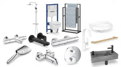 Set van 60 producten - Badkameruitrusting - Grohe, Hansgrohe, Schütte – kavel bij Stocklear