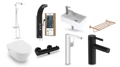 Set van 55 producten - Badkameruitrusting - Grohe, Schütte, Hansgrohe – kavel bij Stocklear