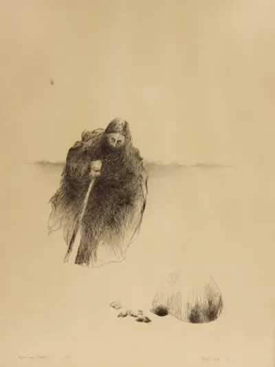 Rudy de Rybel (1949–2025) litho – Meester-magiër Iskander, 1974 – kavel bij De Kringwinkel, Antwerpen