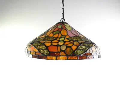 Tiffany-stijl hanglamp met libellenmotief – kavel bij De Kringwinkel, Heverlee
