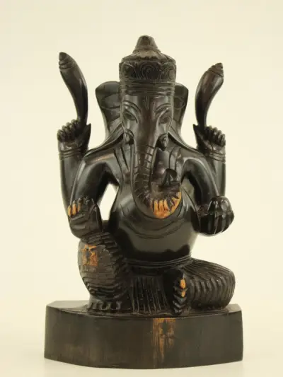 Houten beeld van de indische god Ganesha – kavel bij De Kringwinkel, Antwerpen