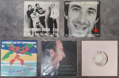 Vinyl: Set van 5 Raymond Van Het Groenewoud singles (45rpm) – kavel bij De Kringwinkel, Gent