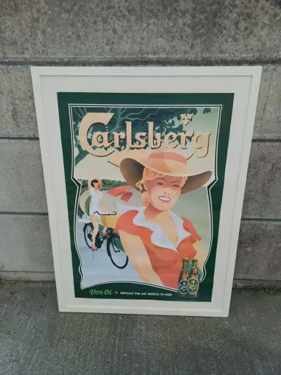 Vintage Carlsberg reclameposter in lijst – kavel bij De Kringwinkel, Oudenaarde