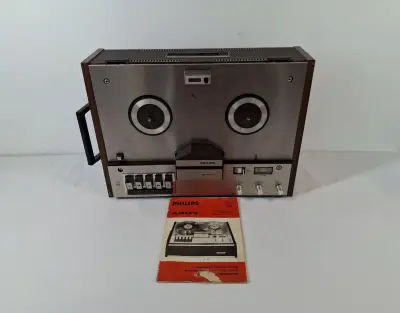 Vintage Philips 4307 viersporen bandrecorder met handleiding – kavel bij De Kringwinkel, Geraardsbergen