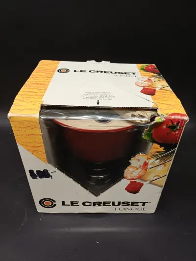 Le Creuset fondueset – kavel bij De Kringwinkel, Ninove