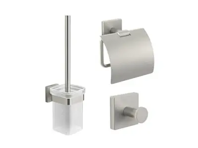 Beaux toilet set 3-delig Torcy geborsteld chroom – kavel bij XL Auctions