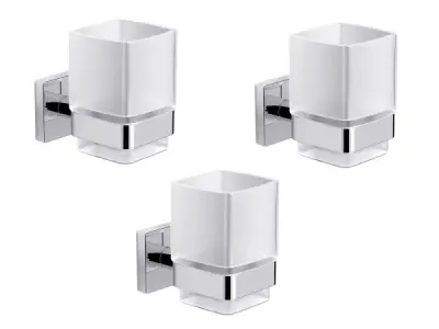 3x Alterna glashouder met glas Siena chroom – kavel bij XL Auctions