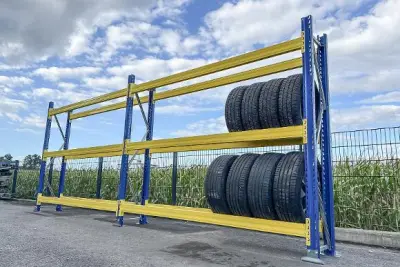 1 € Auktion: 290 lfm Reifenregale – veiling bij Aurena, Breitenaich