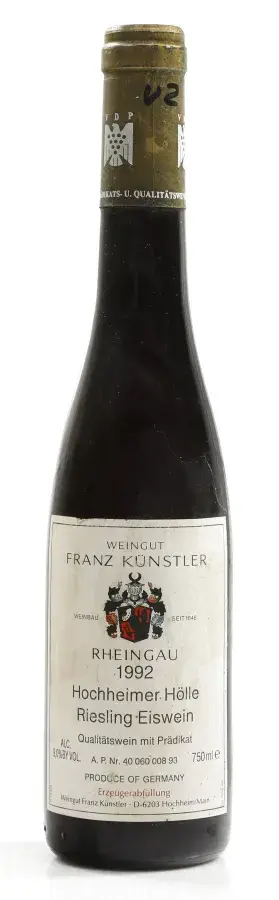 Weingut Franz Künstler Hochheimer Hölle Riesling Eiswein 1992 (0,375 l) – kavel bij Koppe & Partner Weinauktionen, Bremen