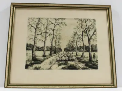 Frühling in der Heide | Orig. Radierung – kavel bij De Kringwinkel, Maasmechelen