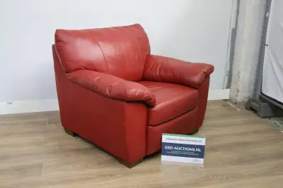 Rode leren fauteuil – kavel bij GSD Auctions, Zoeterwoude