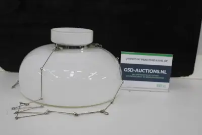 Vintage Glazen plafonnière met metalen ophangsysteem – kavel bij GSD Auctions, Zoeterwoude