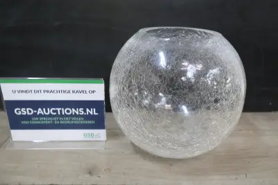 Transparante glazen vaas met craquelé effect – kavel bij GSD Auctions, Zoeterwoude