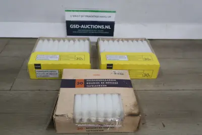 Hema huishoudkaarsen, 3 dozen van 30 stuks – kavel bij GSD Auctions, Zoeterwoude