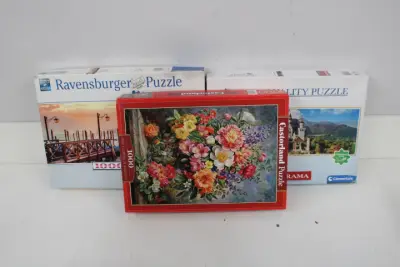 set van 3 Ravensburger en Castorland Puzzels 1000 stukjes – kavel bij GSD Auctions, Zoeterwoude