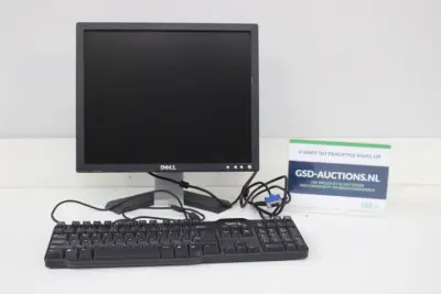 Dell computermonitor met toetsenbord en kabels – kavel bij GSD Auctions, Zoeterwoude