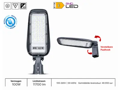 5x LED Straatlantaarn 100W – 6400K – Grijs – FLORIDA-100 – kavel bij XL Auctions