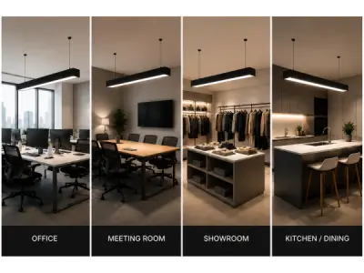 4x Lineaire LED Hanglamp 60W – 3CCT – Zwart – FORTIS-60 – kavel bij XL Auctions