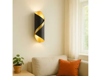 4x LED Wandlamp – 6W – 3500K – IP54 – Zwart/Goud – SW-35 – kavel bij XL Auctions