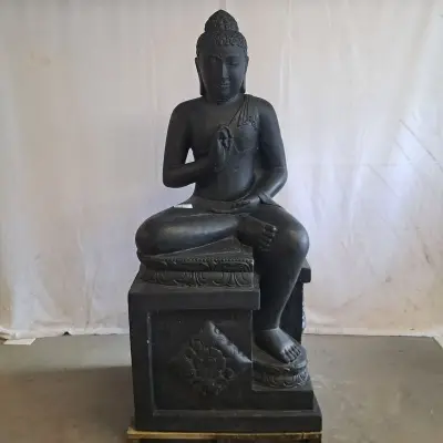 Beeld, Buddha, Donkergrijs / Antraciet – kavel bij Onlineveilingmeester, Groningen