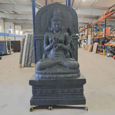 Beeld, Buddha, Donkergrijs / Antraciet – kavel bij Onlineveilingmeester, Groningen