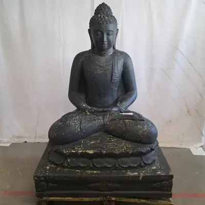 Beeld, Buddha, Donkergrijs / Antraciet – kavel bij Onlineveilingmeester, Groningen