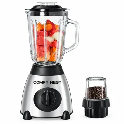 800 W 2-in-1 glazen blender en molen - grijs – kavel bij GSD Auctions, Zoeterwoude