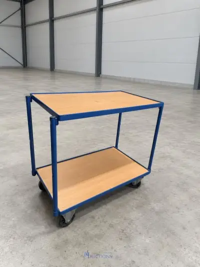 Transportwagen / serveerwagen met 2 legborden – blauw – kavel bij VH Auctions
