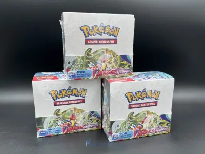 3 TCG-boosterboxen Karmesin & Purpur POKÉMON - Duitstalig – kavel bij VH Auctions