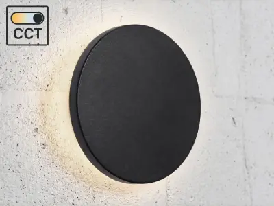 [01210] 8.5w Led Wall Light Round Design 3in1 Colour Cct Sand Black – kavel bij Hammertime, Puurs